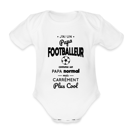 Body Bébé bio manches courtes - J'ai un papa footballeur - blanc