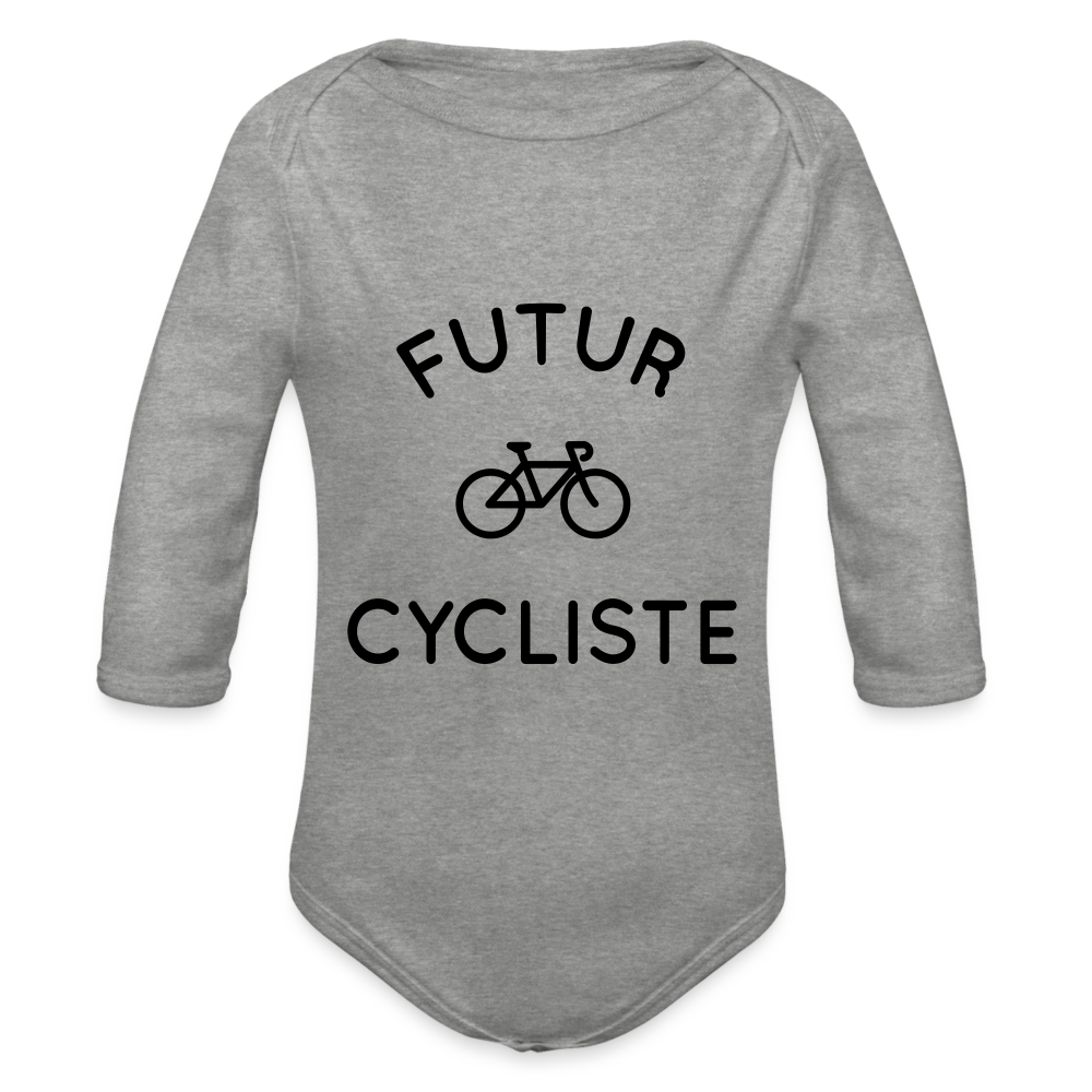 Body Bébé bio manches longues - Futur cycliste - gris chiné