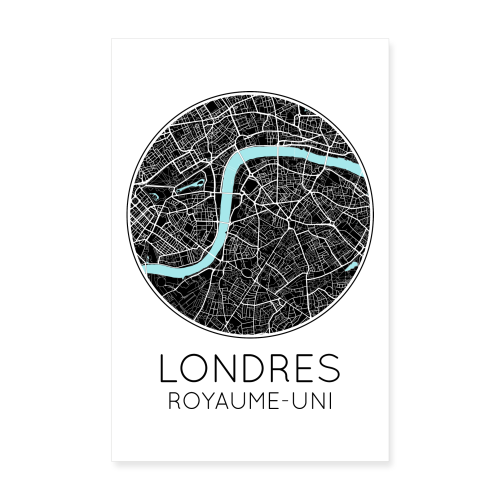 Poster Londres - Plan Londres - 20 x 30 cm - blanc