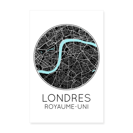 Poster Londres - Plan Londres - 20 x 30 cm - blanc