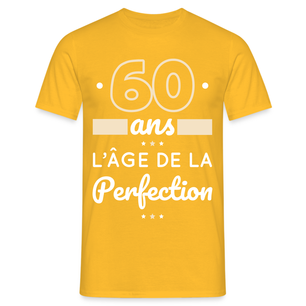 T-shirt Homme - 60 ans l'âge de la perfection - jaune