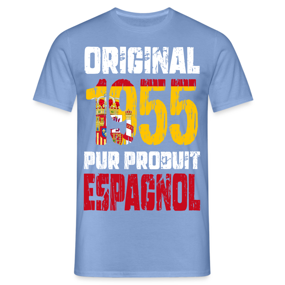 T-shirt Homme - Anniversaire 70 Ans - Original 1955 - Pur produit Espagnol - carolina blue