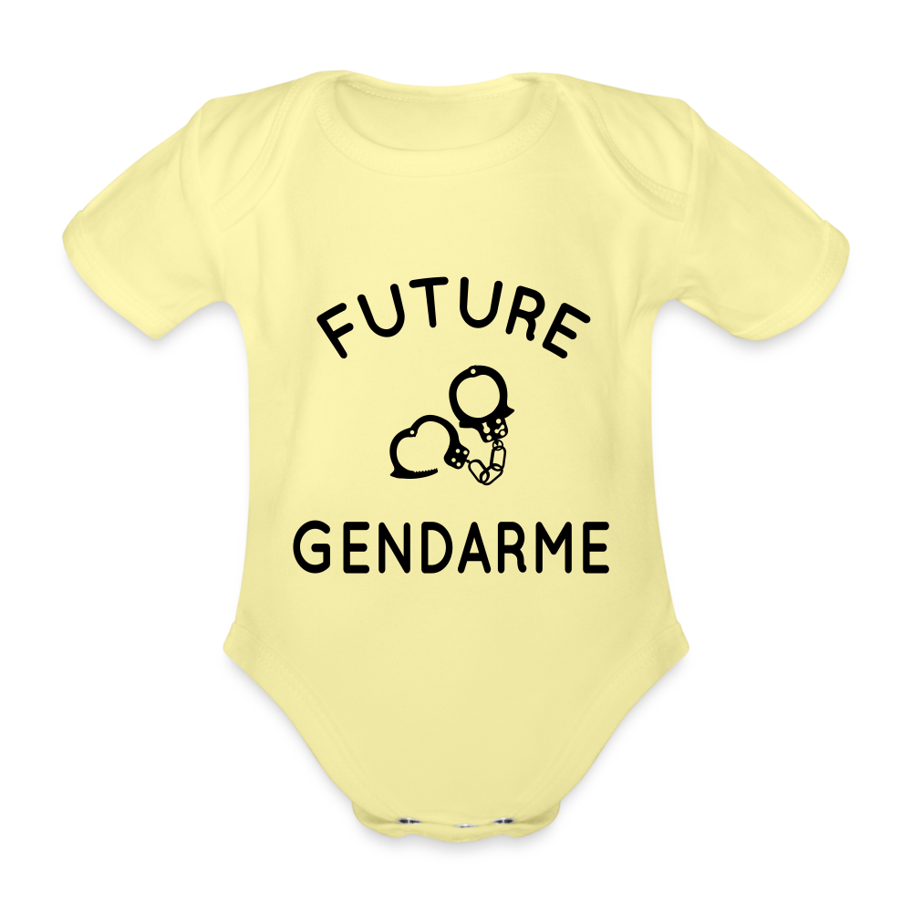 Body Bébé bio manches courtes - Future gendarme - jaune délavé