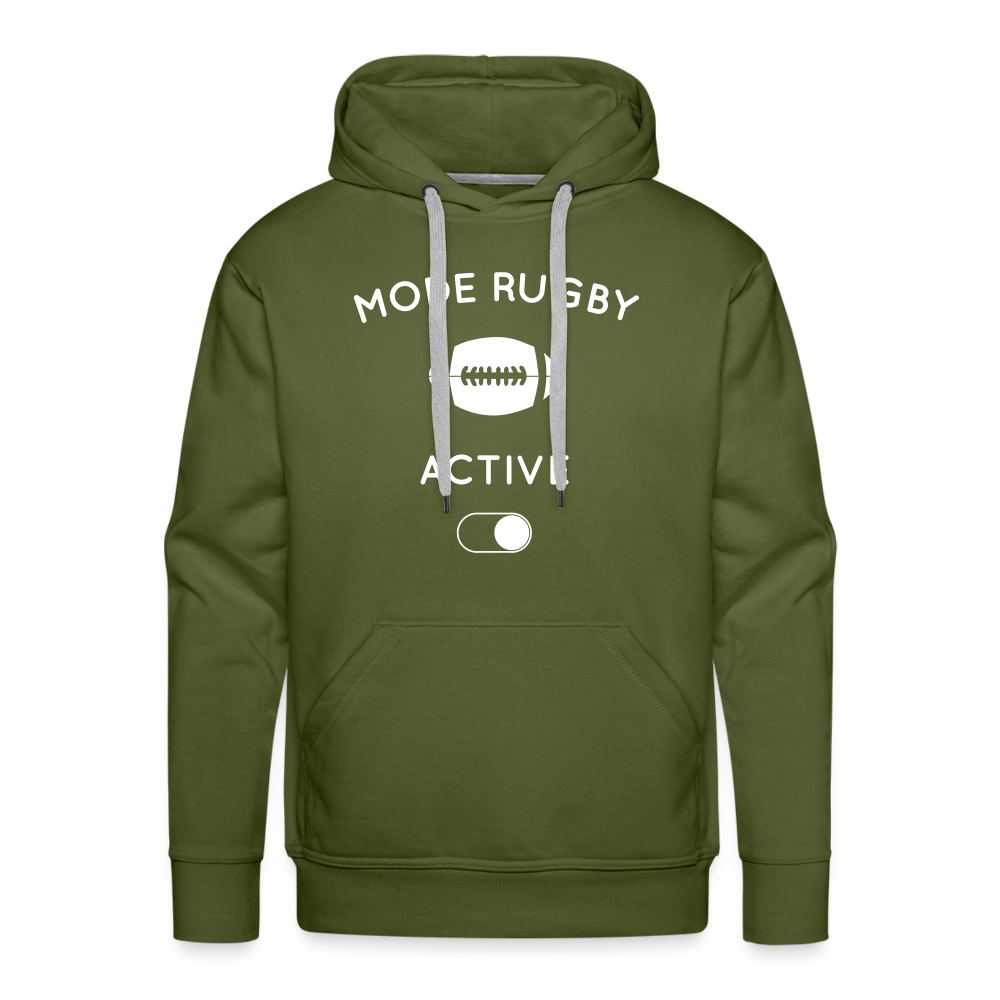 Sweat à capuche Premium Homme - Mode rugby activé - vert olive