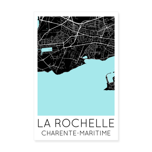 Poster La Rochelle - Plan La Rochelle - 20 x 30 cm - blanc