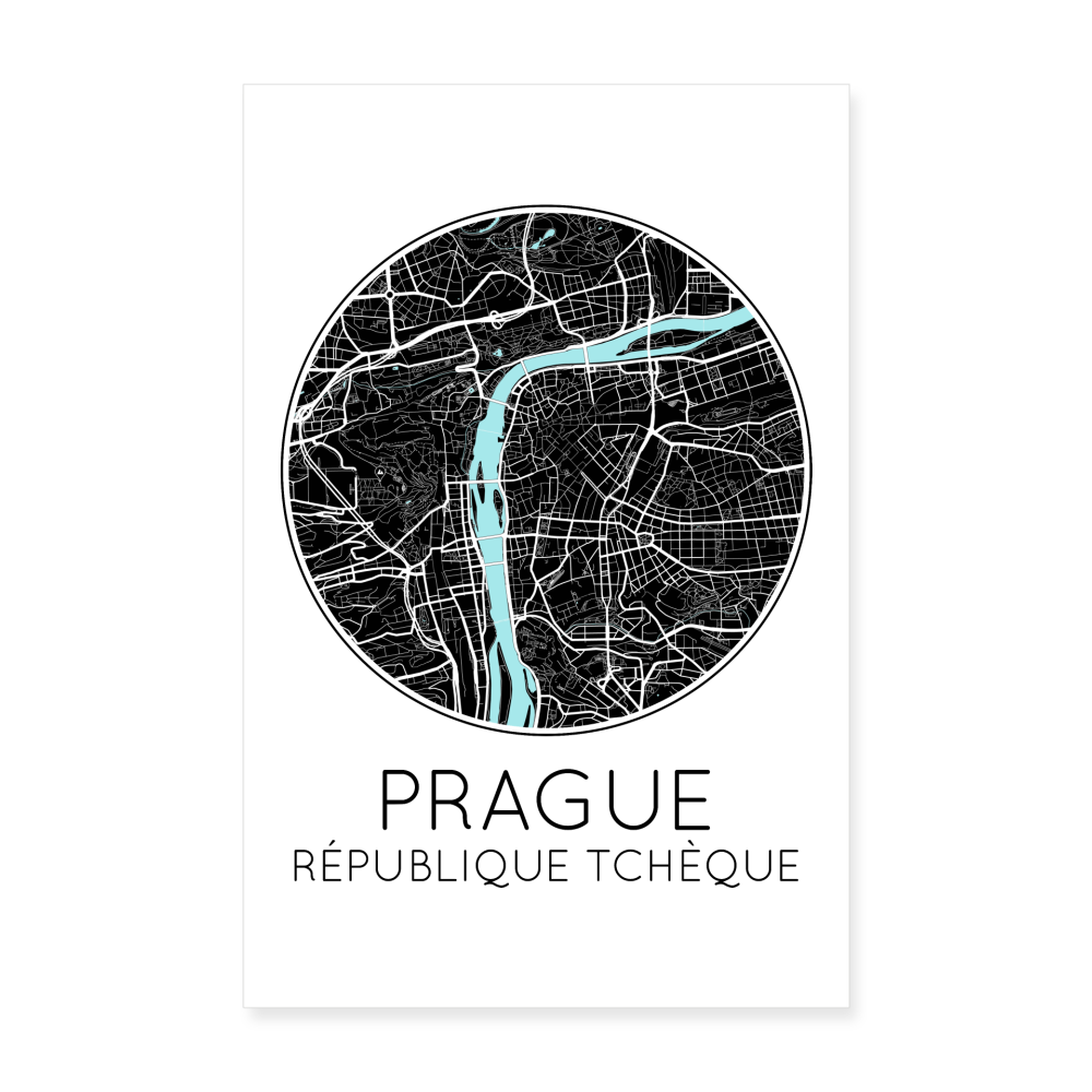 Poster Prague - Plan Prague - 20 x 30 cm - blanc