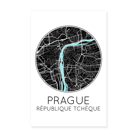 Poster Prague - Plan Prague - 20 x 30 cm - blanc