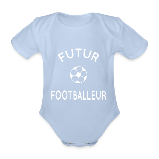 Body Bébé bio manches courtes - Futur footballeur - ciel