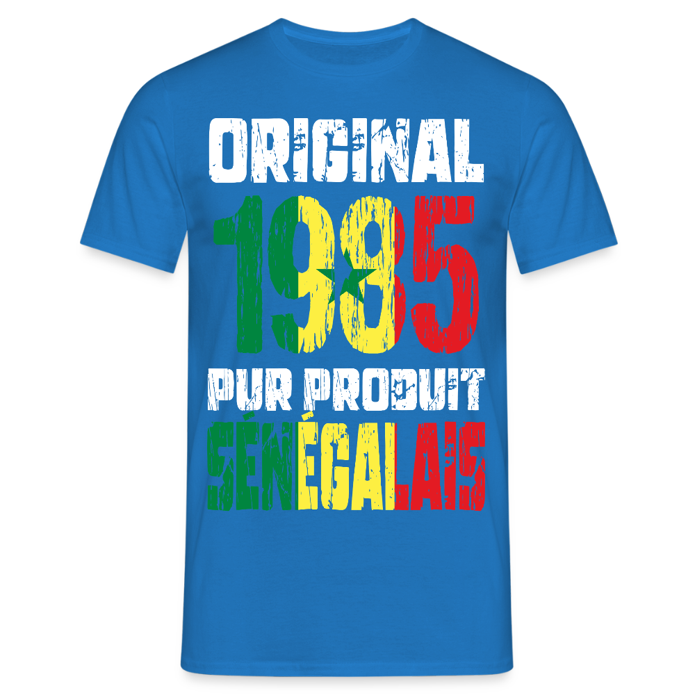 T-shirt Homme - Anniversaire 40 Ans - Original 1985 - Pur produit Sénégalais - bleu royal