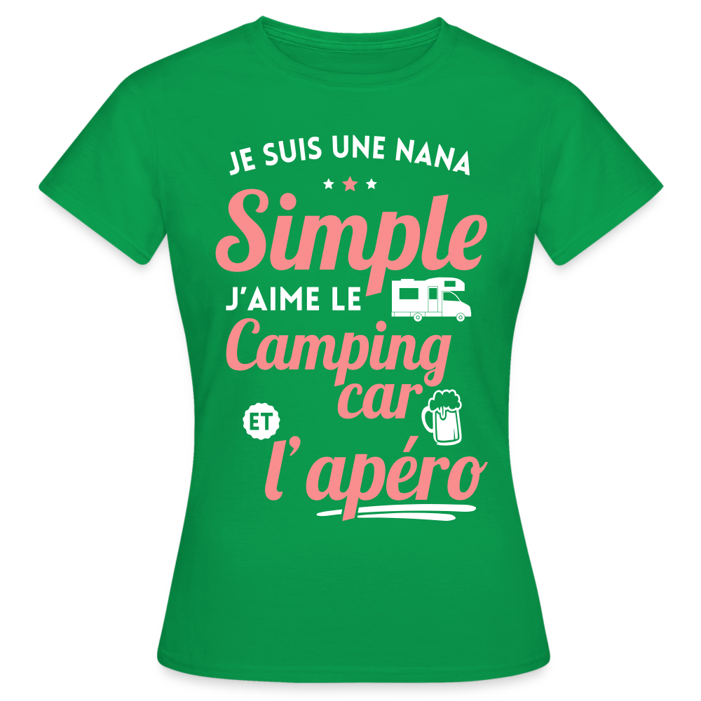 T-shirt Femme - J'aime le camping-car et l'apéro - vert