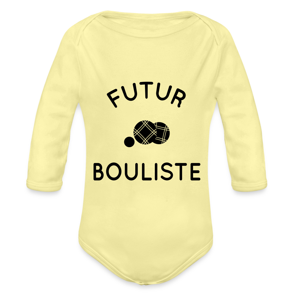 Body Bébé bio manches longues - Futur bouliste - jaune délavé