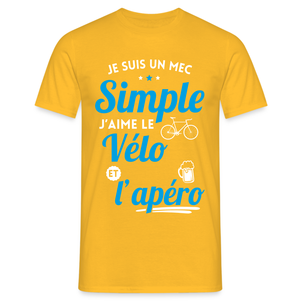 T-shirt Homme -  J'aime le vélo et l'apéro - jaune