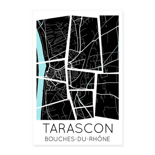 Poster Tarascon - Plan Tarascon - 60 x 90 cm - blanc