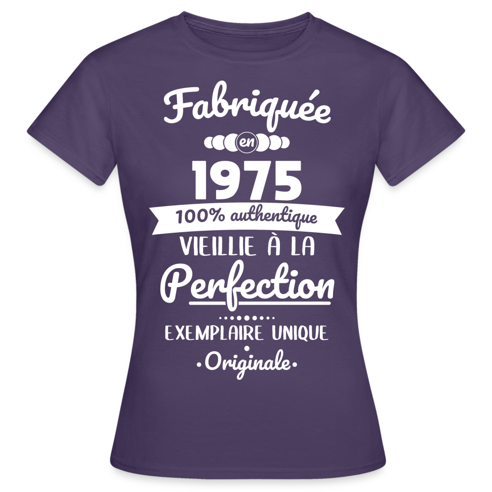 T-shirt Femme - Anniversaire 50 Ans - Fabriquée en 1975 - violet foncé