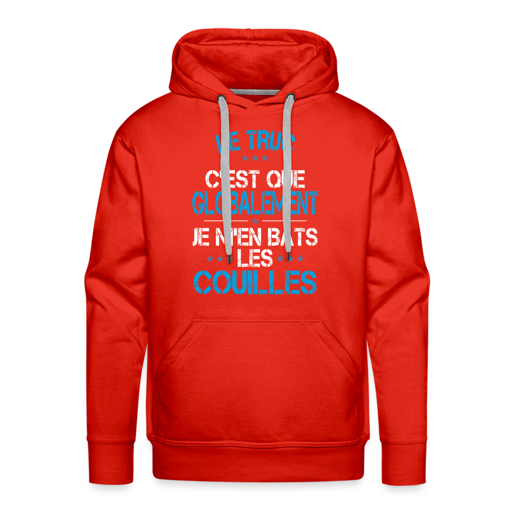 Sweat à capuche Premium Homme - Je m'en bats les couilles - rouge