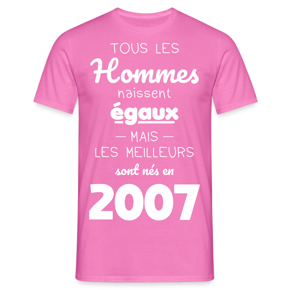 T-shirt Homme - Anniversaire 18 Ans - Les meilleurs sont nés en 2007 - rose