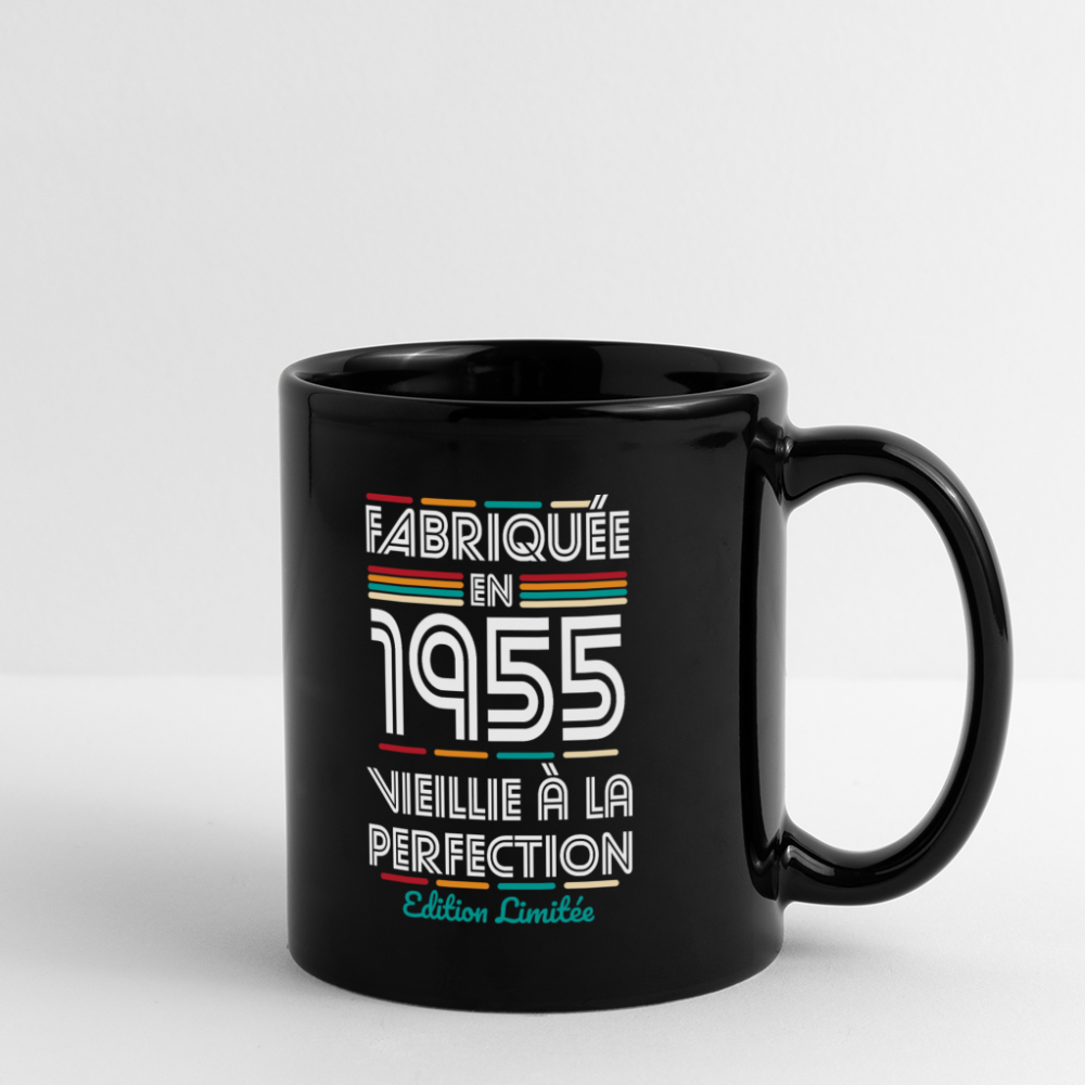 Mug uni - Anniversaire 70 Ans - Fabriquée en 1955 - noir