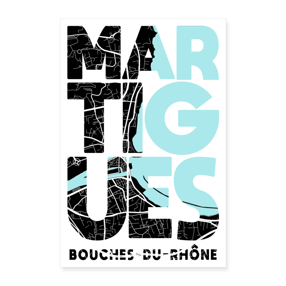 Poster Martigues - Plan Martigues - 40 x 60 cm - blanc