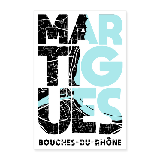 Poster Martigues - Plan Martigues - 40 x 60 cm - blanc