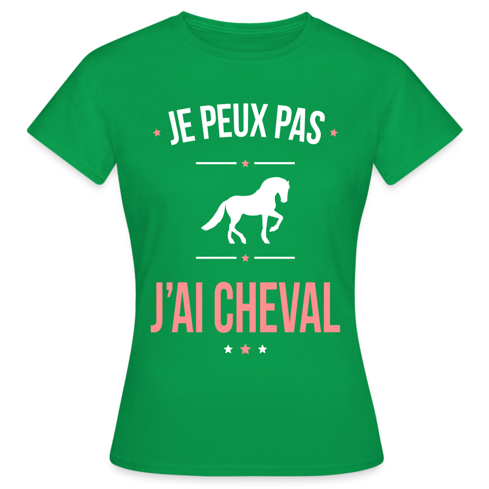 T-shirt Femme - Je peux pas j'ai Cheval - vert