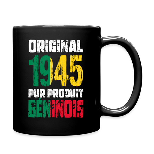 Mug uni - Anniversaire 80 Ans - Original 1945 - Pur produit Béninois - noir