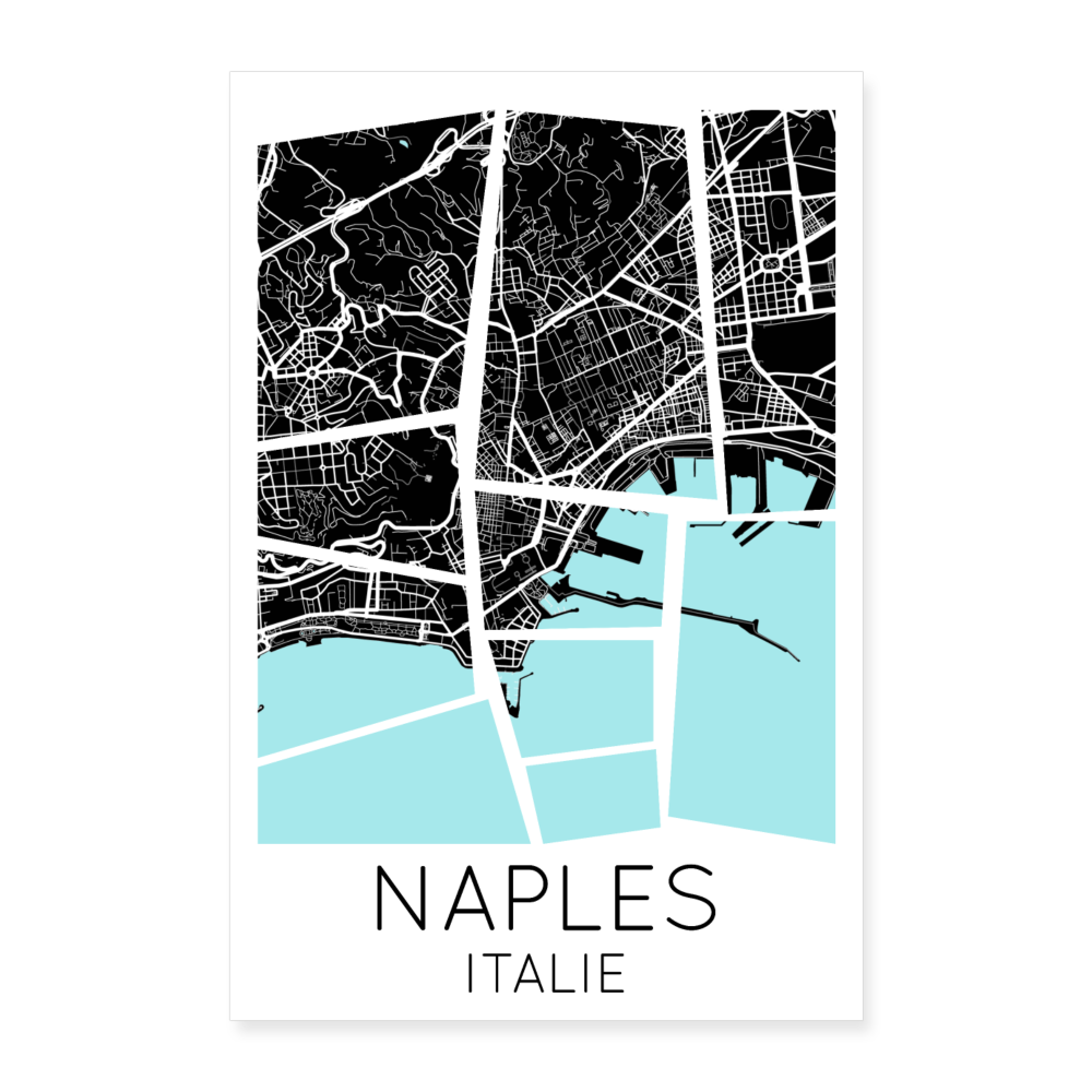 Poster Naples - Plan Naples - 60 x 90 cm - blanc