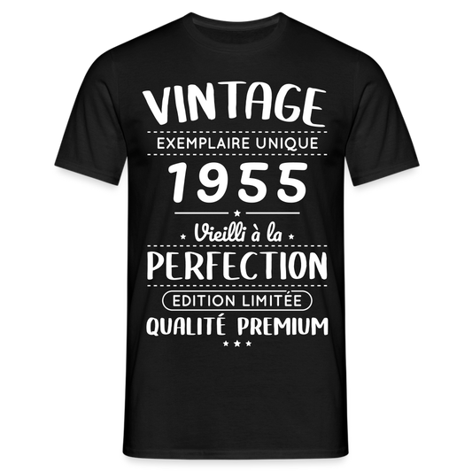 T-shirt Homme - Anniversaire 70 Ans - Vintage 1955 - noir