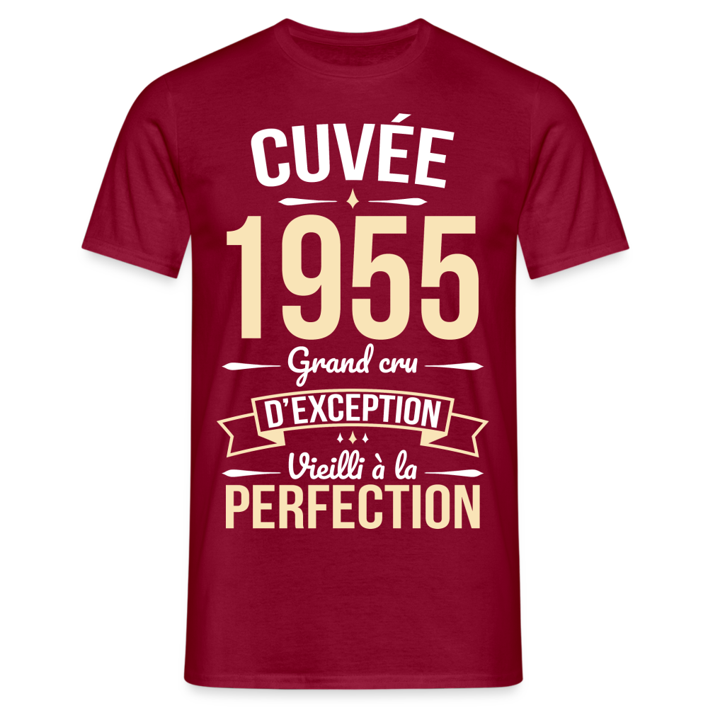 T-shirt Homme - Anniversaire 70 Ans - Cuvée 1955 - rouge brique