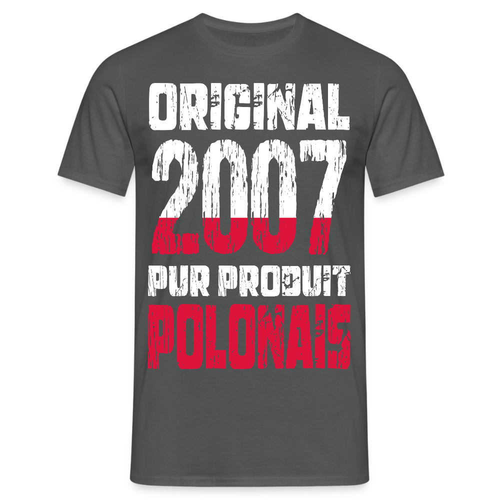 T-shirt Homme - Anniversaire 18 Ans - Original 2007 - Pur produit Polonais - charbon