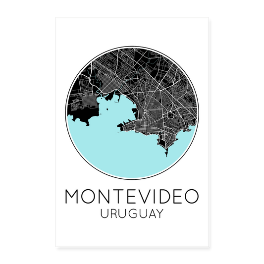 Poster Montevideo - Plan Montevideo - 40 x 60 cm - blanc