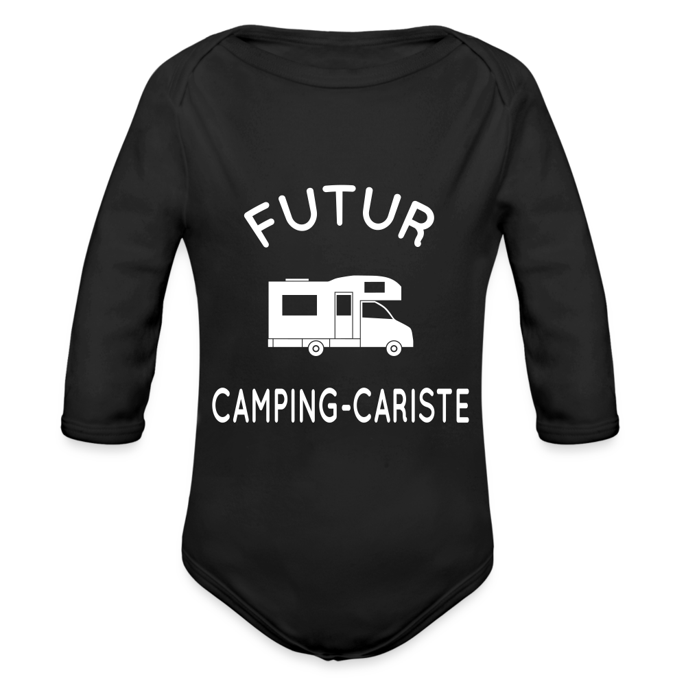 Body Bébé bio manches longues - Futur camping-cariste - noir