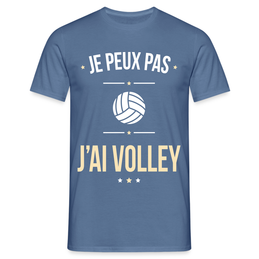 T-shirt Homme - Je peux pas j'ai Volley - bleu pigeon 