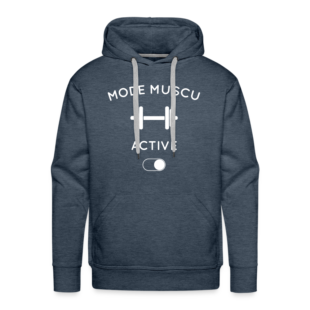 Sweat à capuche Premium Homme - Mode muscu activé - bleu jeans