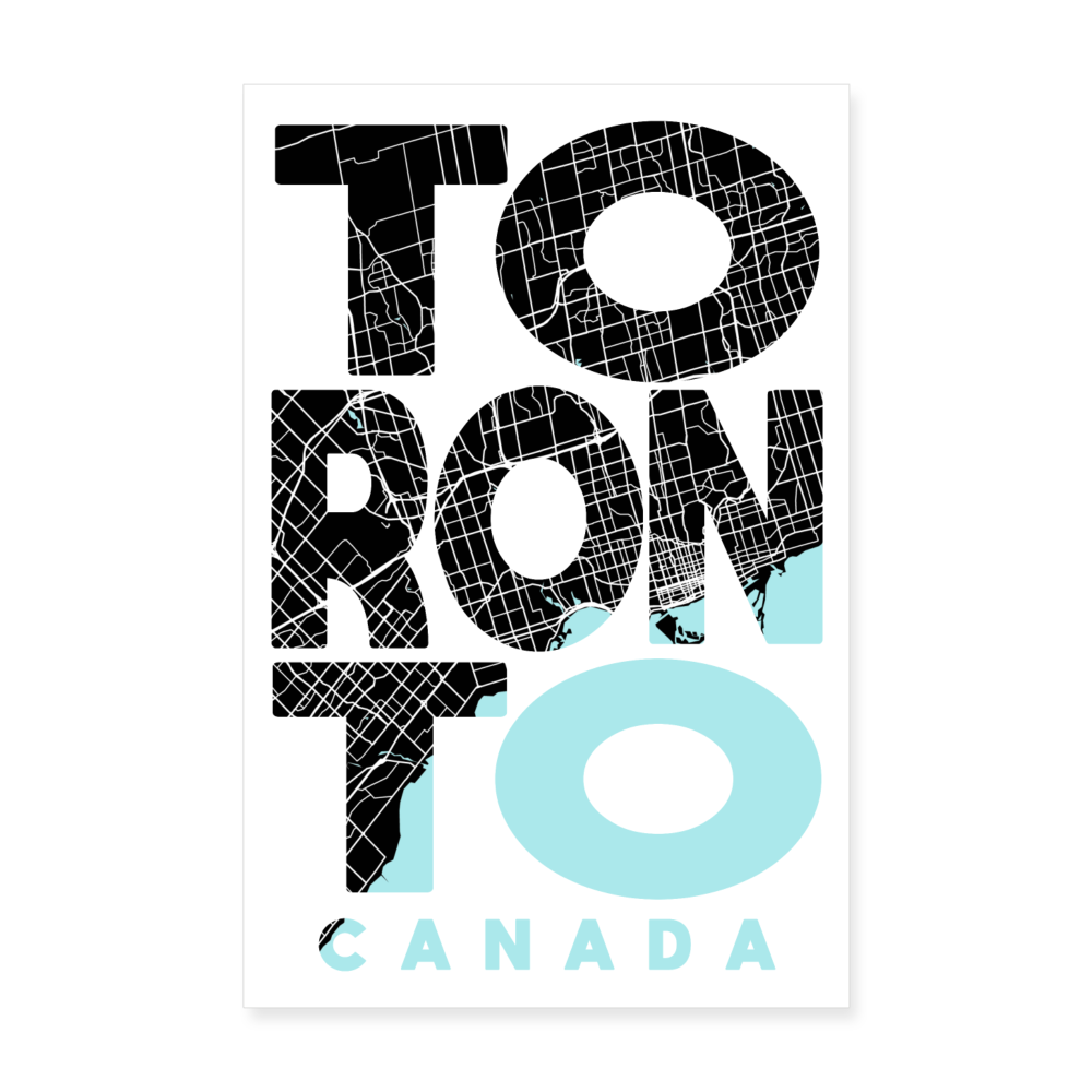 Poster Toronto - Plan Toronto - 20 x 30 cm - blanc