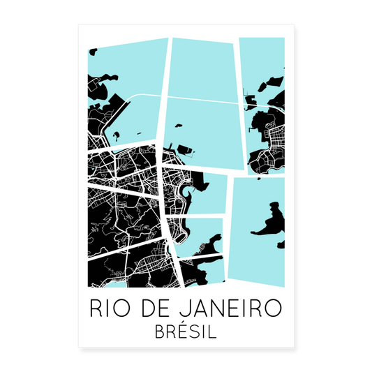 Poster Rio de Janeiro - Plan Rio de Janeiro - 60 x 90 cm - blanc