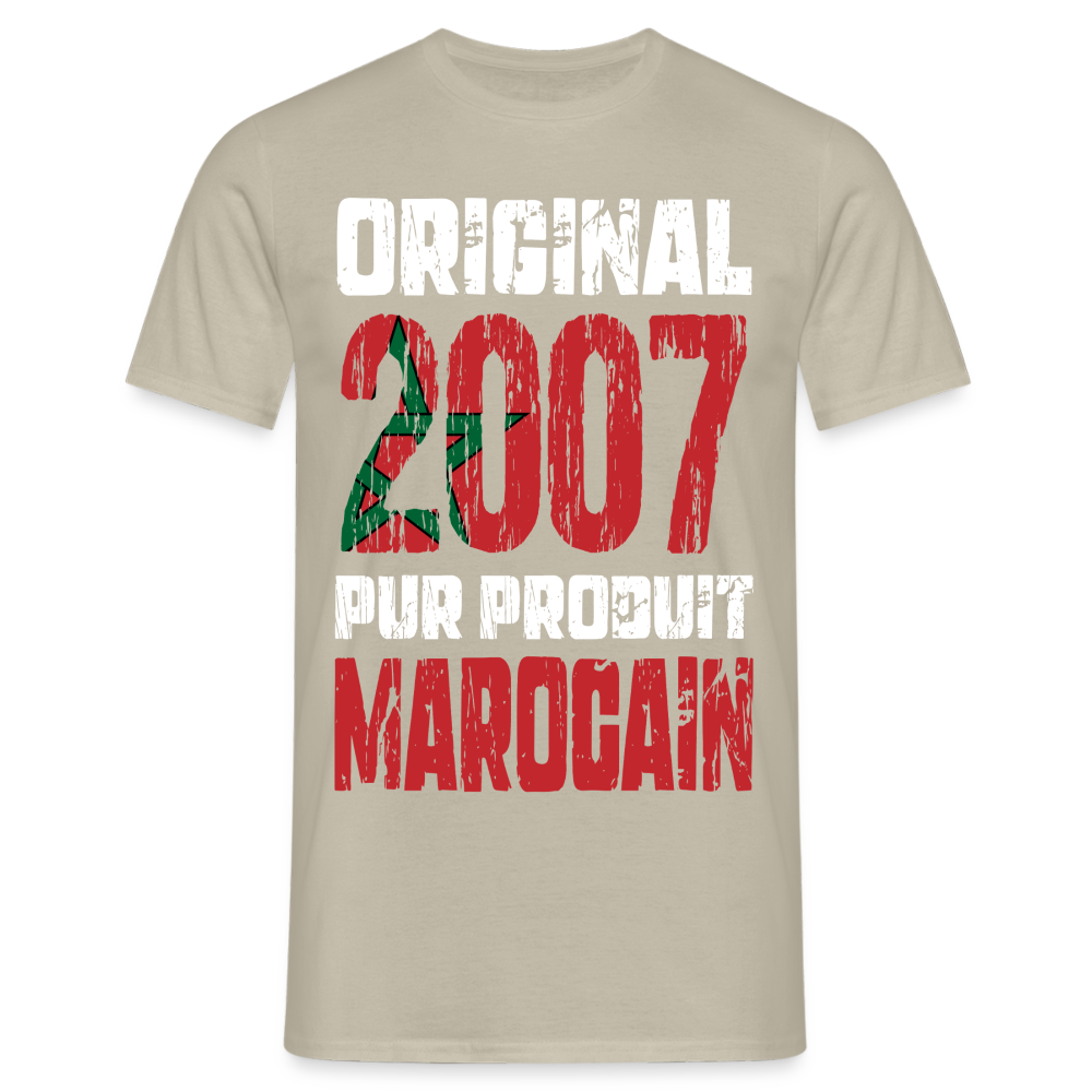 T-shirt Homme - Anniversaire 18 Ans - Original 2007 - Pur produit Marocain - beige sable