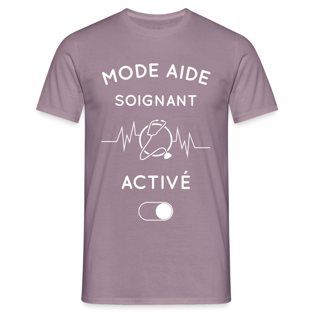 T-shirt Homme - Mode aide-soignant activé - mauve gris 