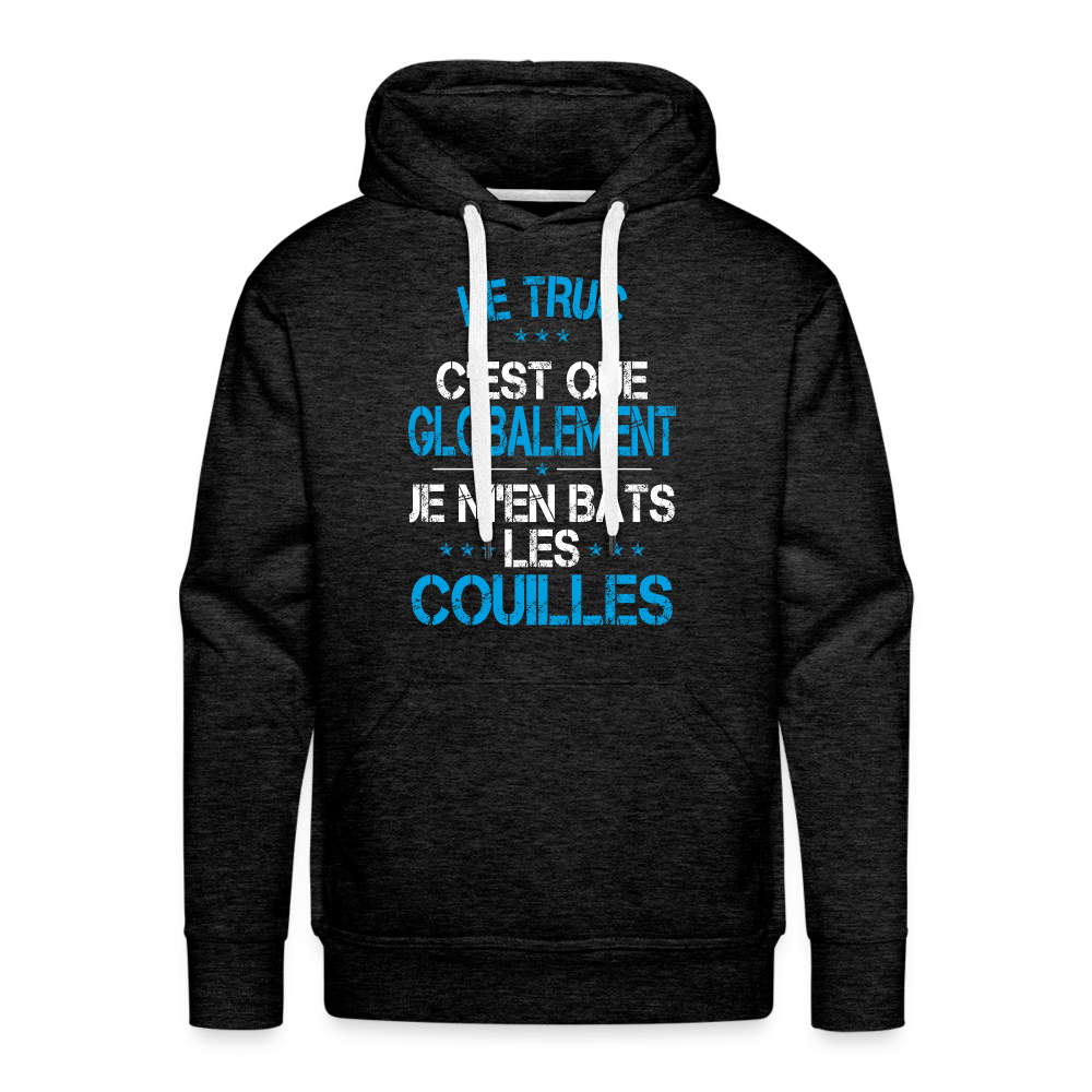 Sweat à capuche Premium Homme - Je m'en bats les couilles - charbon