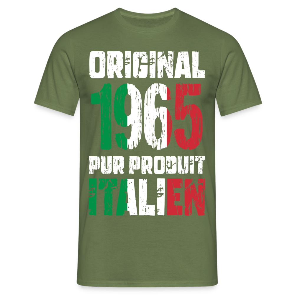 T-shirt Homme - Anniversaire 60 Ans - Original 1965 - Pur produit Italien - vert militaire