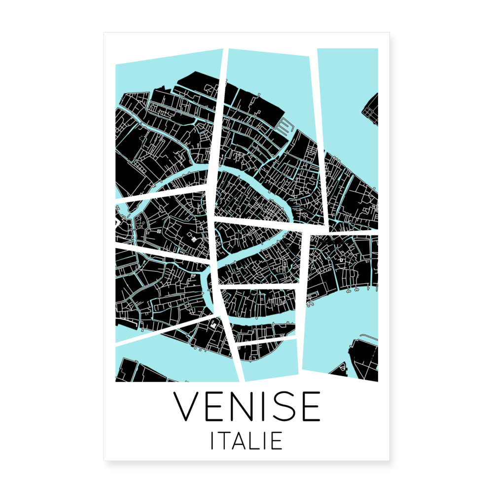 Poster Venise - Plan Venise - 40 x 60 cm - blanc