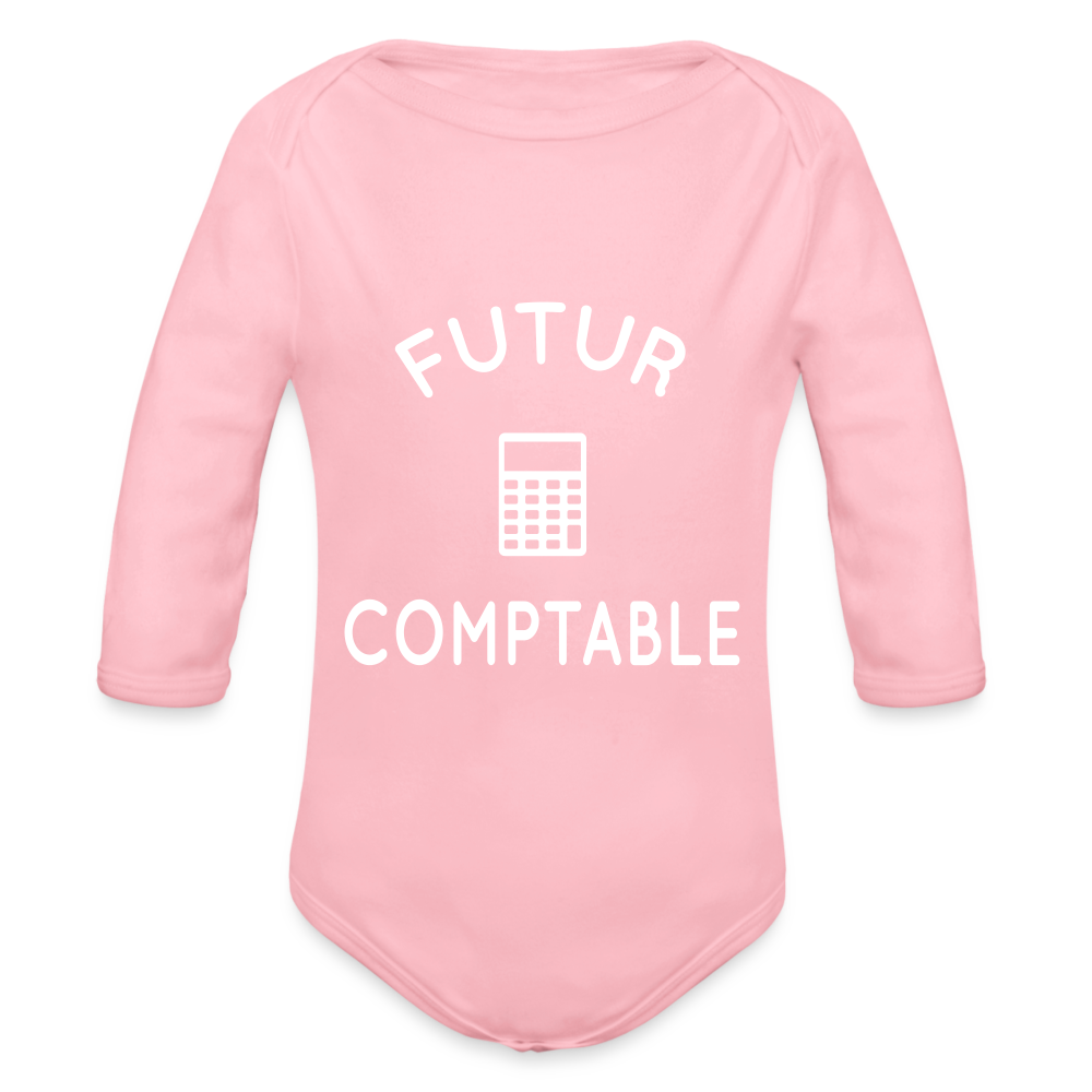 Body Bébé bio manches longues - Futur comptable - rose clair