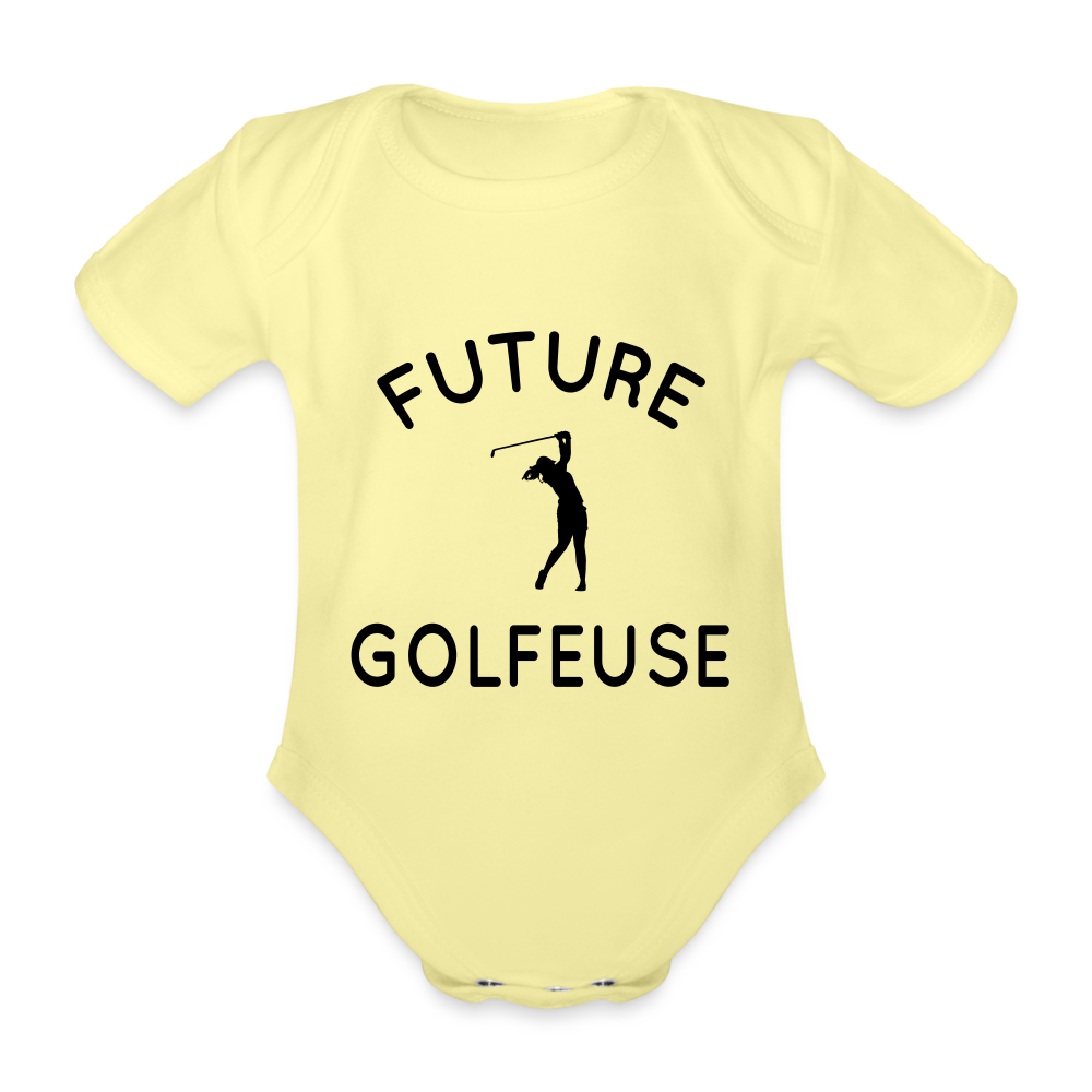 Body Bébé bio manches courtes - Future golfeuse - jaune délavé