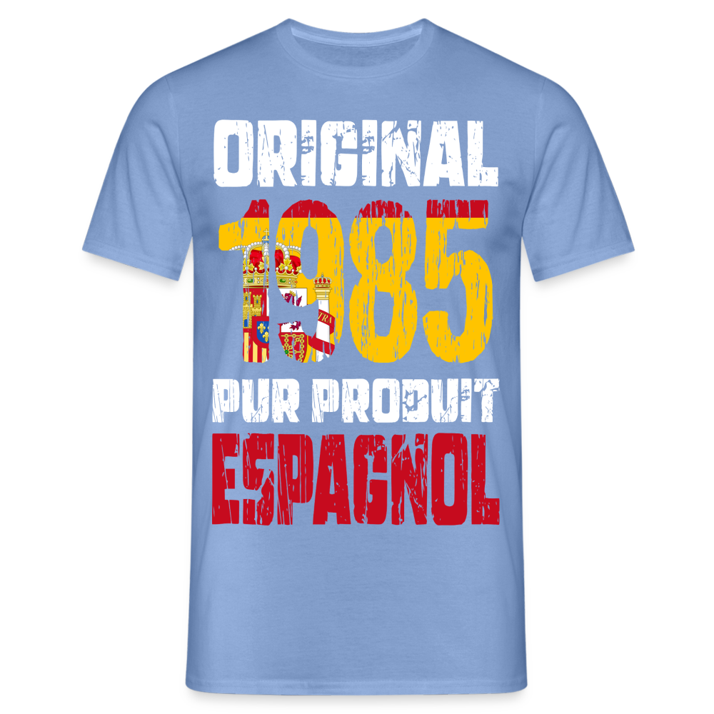 T-shirt Homme - Anniversaire 40 Ans - Original 1985 - Pur produit Espagnol - carolina blue