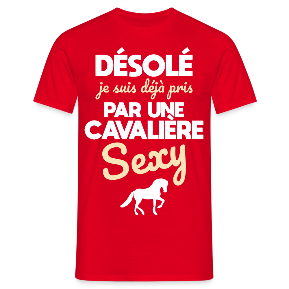 T-shirt Homme - Je suis déjà pris par une cavalière sexy - rouge