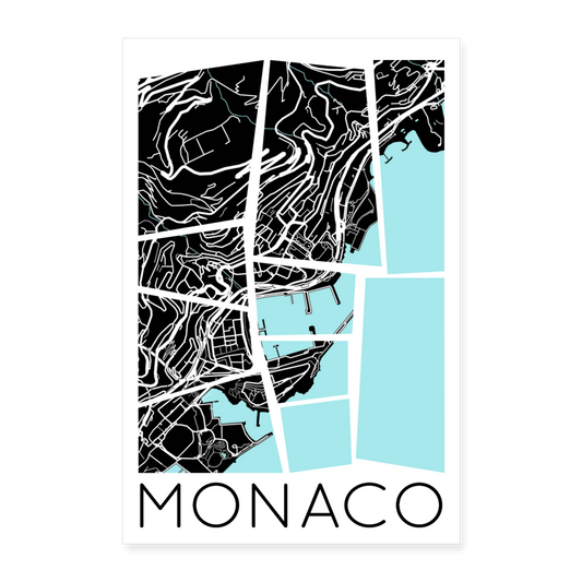 Poster Monaco - Plan Monaco - 60 x 90 cm - blanc