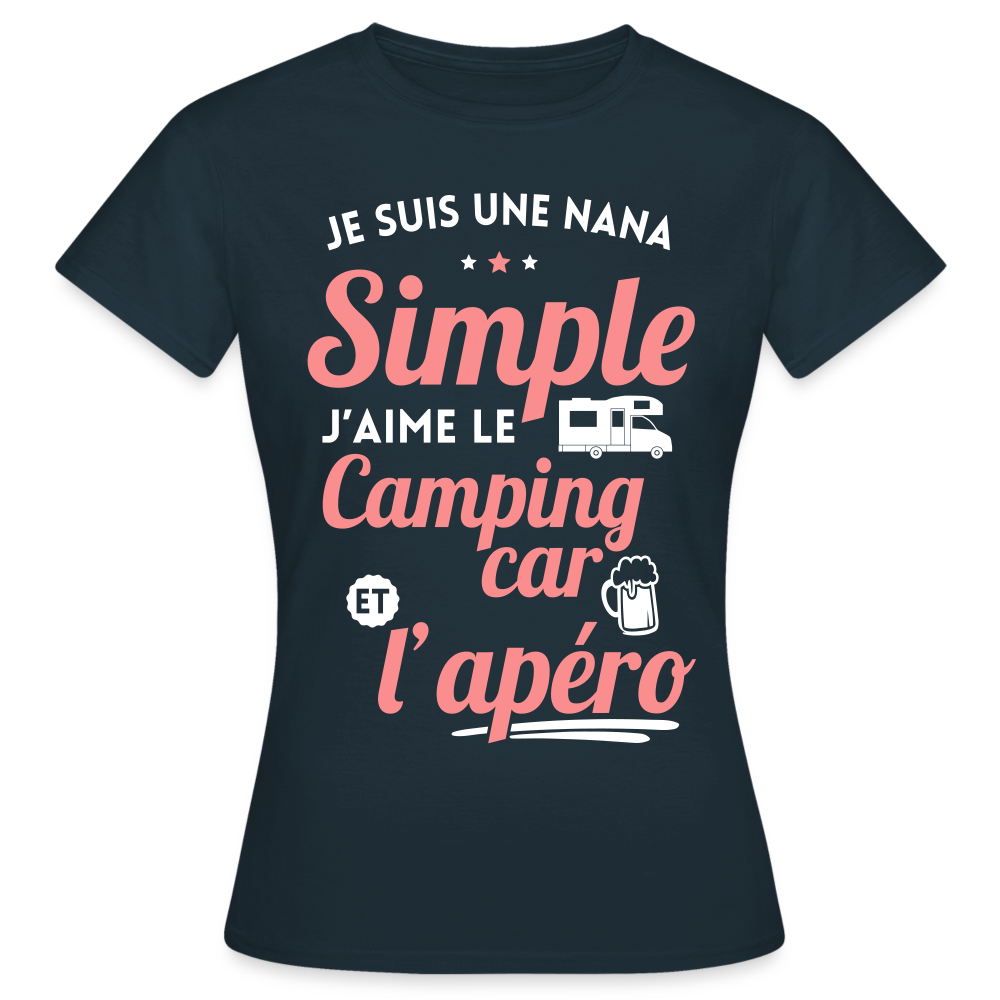 T-shirt Femme - J'aime le camping-car et l'apéro - marine