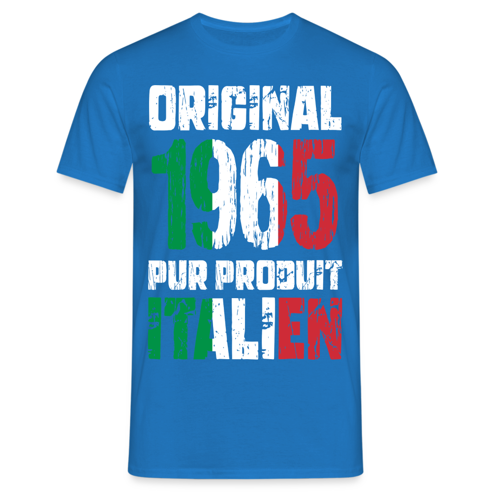 T-shirt Homme - Anniversaire 60 Ans - Original 1965 - Pur produit Italien - bleu royal