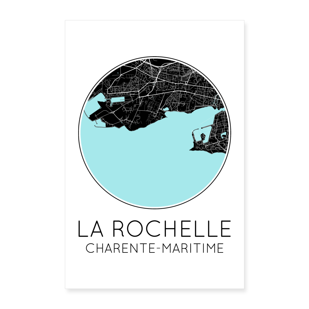 Poster La Rochelle - Plan La Rochelle - 60 x 90 cm - blanc