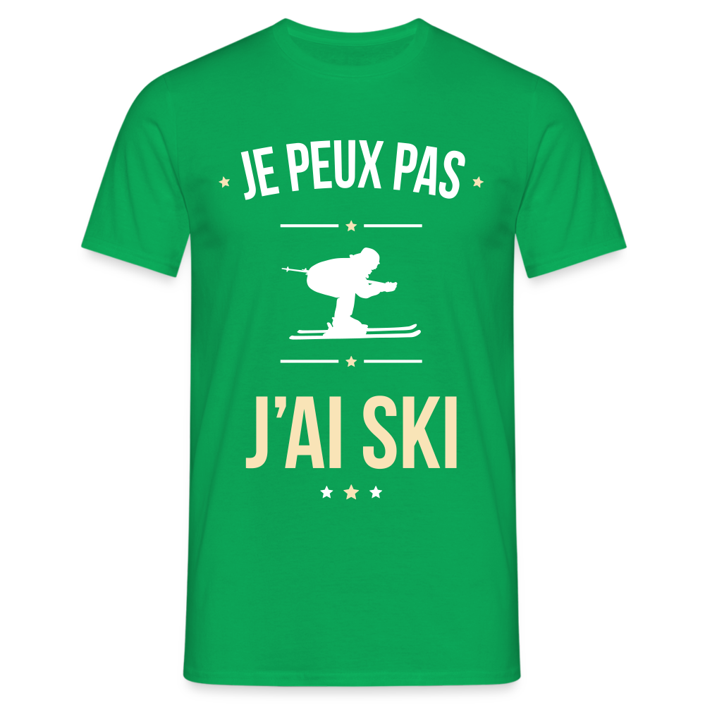 T-shirt Homme - Je peux pas j'ai Ski - vert