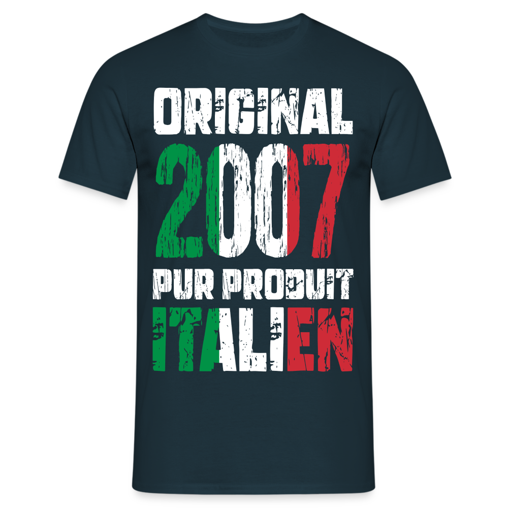 T-shirt Homme - Anniversaire 18 Ans - Original 2007 - Pur produit Italien - marine